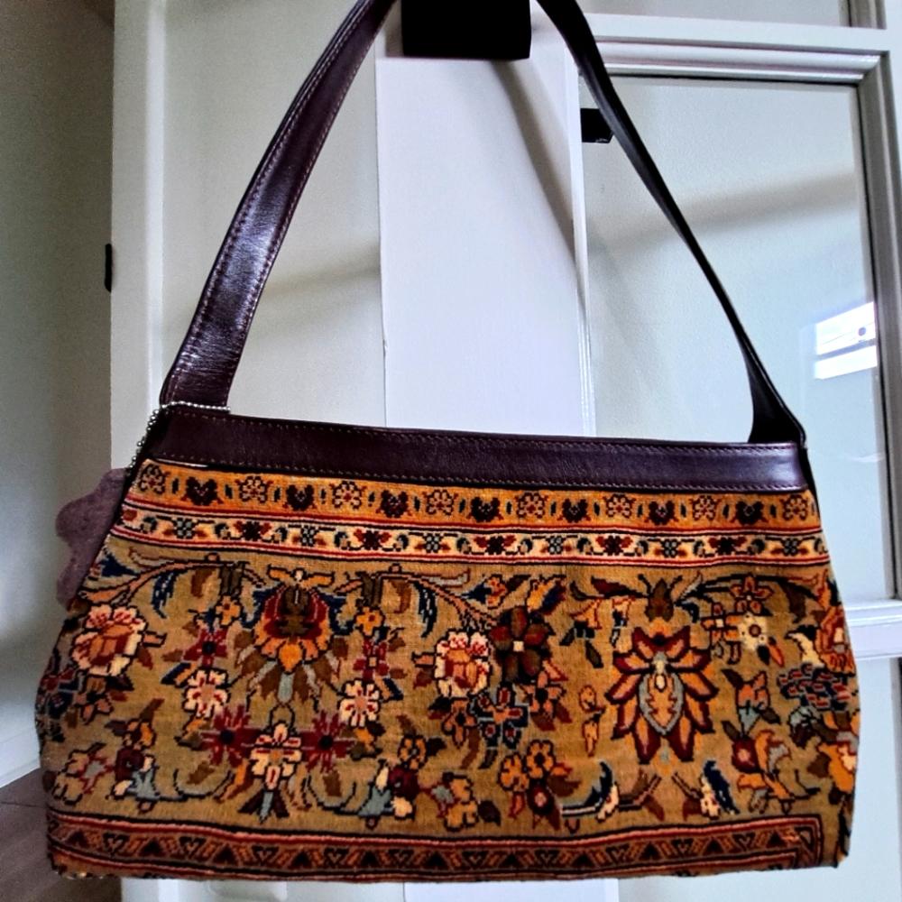 Vintage Unique Silk and Leather Turkish Hereke Purse